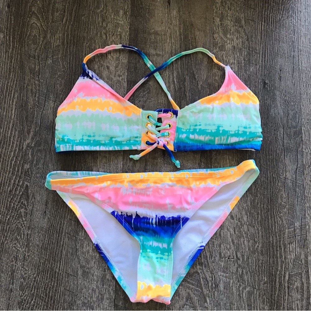 California Sunshine Multi-Color Bikini Women's Size Small Hipster Bralette